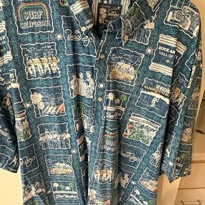 Reyn Spooner Teal Surf Print Men's Shirt